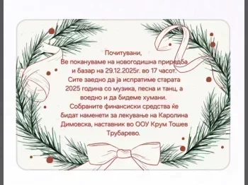 Новогодишен хуманитарен базар и приредба - 23.12.2025 Новогодишен хуманитарен базар и приредба - 23.12.2025